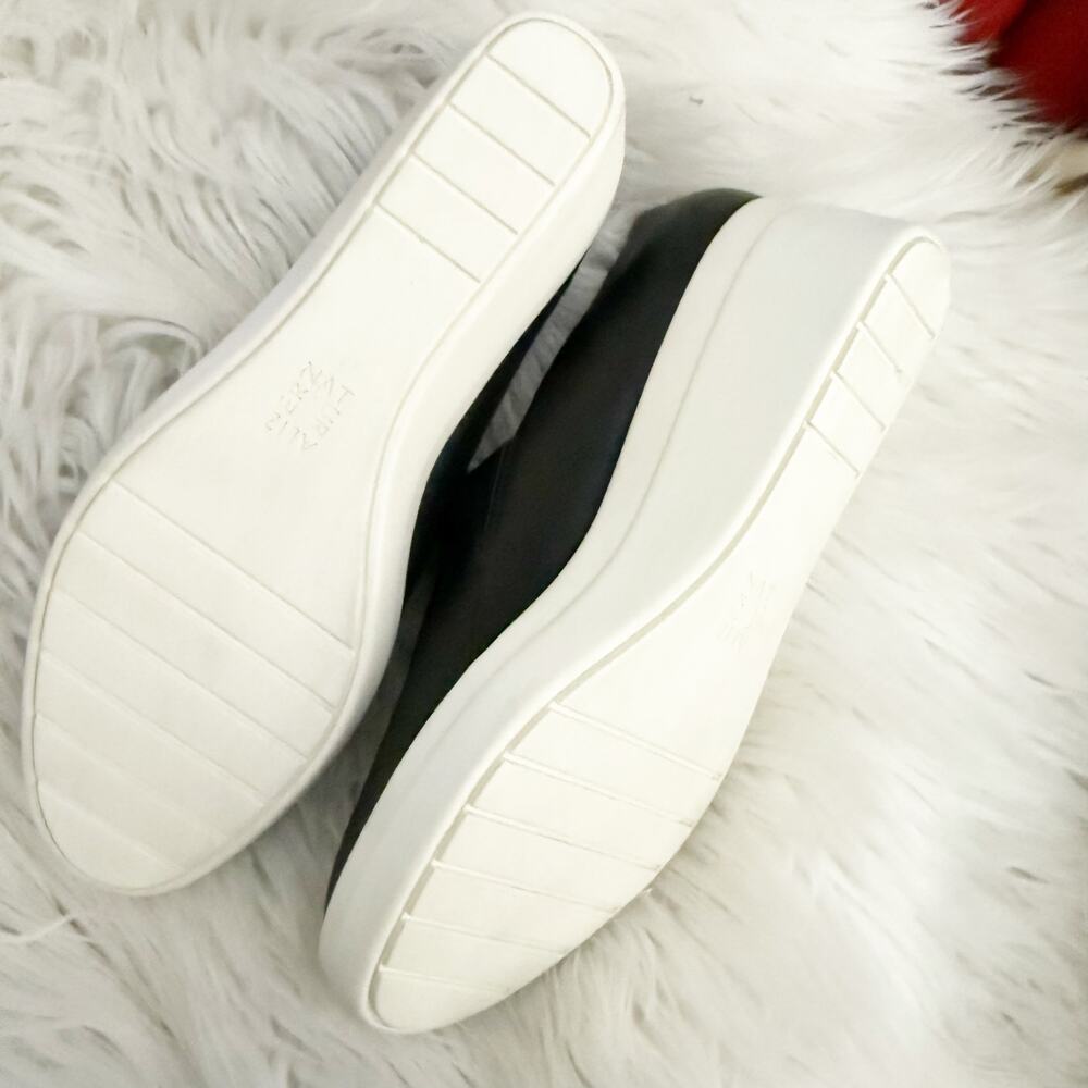 NATURALIZER | Sandra Slip-on Wedge Black White Smooth Faux Leather Slide | 10 - Picture 7 of 8